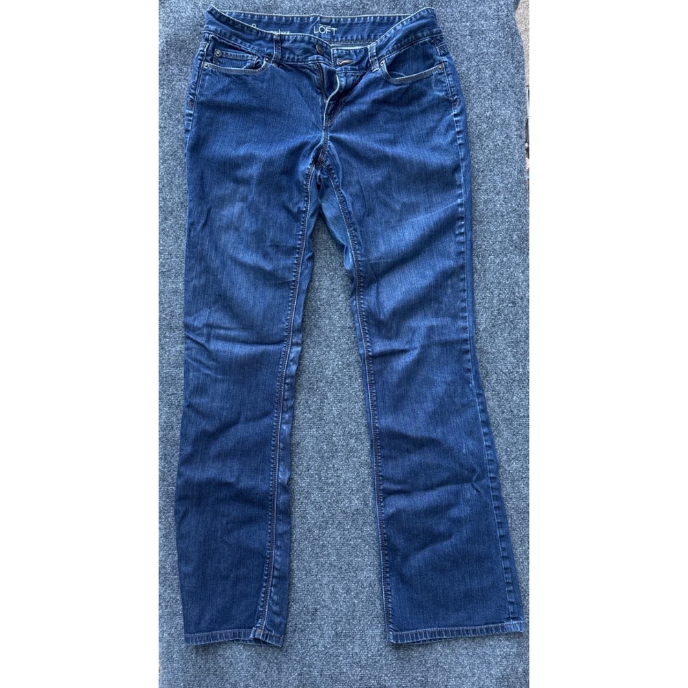 Ann Taylor LOFT Curvy Bootcut Jeans Womens 8T Tall Dark Wash Blue Denim 265542